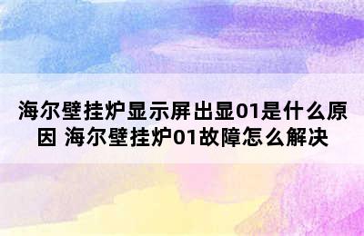 海尔壁挂炉显示屏出显01是什么原因 海尔壁挂炉01故障怎么解决